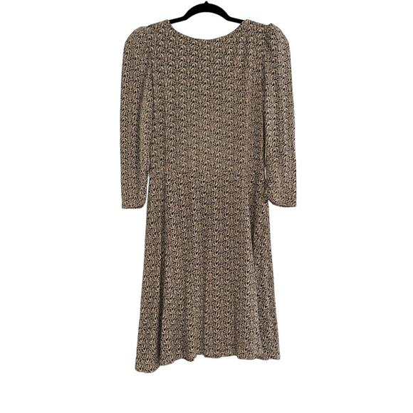 Peruvian Connection 3/4 Sleeve Leaves Print V-Neck Smocked Waist Dress MEDIUM - Picture 2 of 7